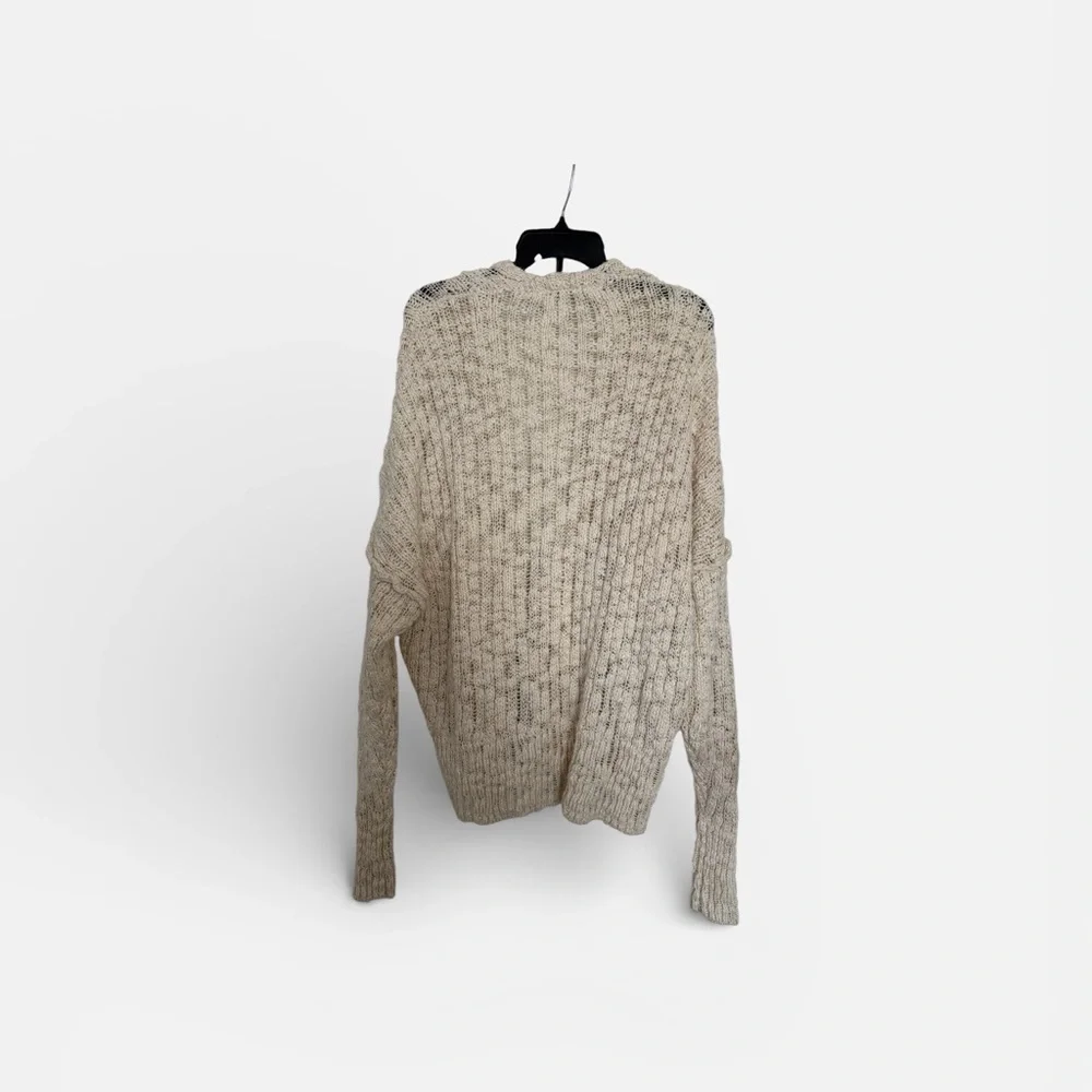 Free People Beige Knit Cardigan with Snap Closure